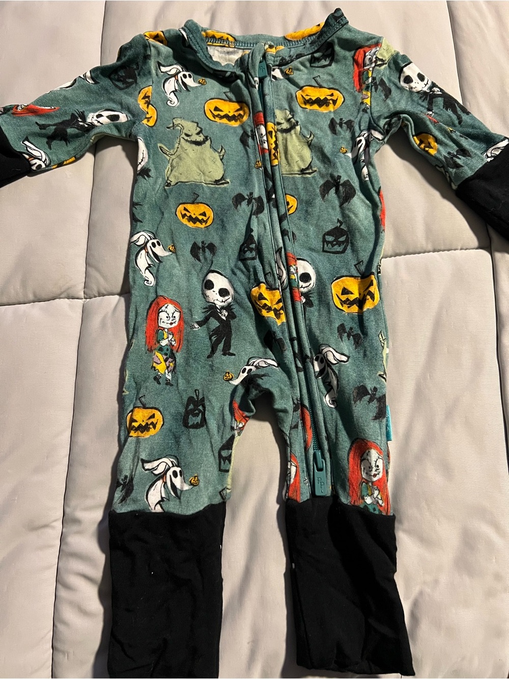 Posh Peanut Teal Halloween Character One-Piece with Yellow Accents